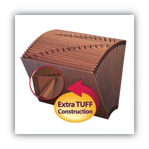 Image of Smead TUFF Expanding Open-Top Stadium File, 31 Sections, 1/31-Cut Tabs, Letter Size, Redrope