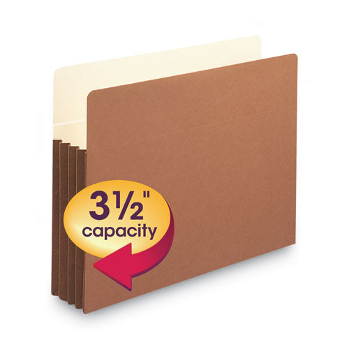 Image of Smead Redrope Drop-Front File Pockets with Fully Lined Gussets, 3.5" Expansion, Letter Size, Redrope, 10/Box
