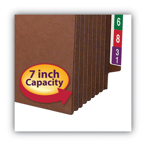 Image of Smead Heavy-Duty Redrope End Tab Tuff Pockets, 7" Expansion, Letter Size, Redrope, 5/box