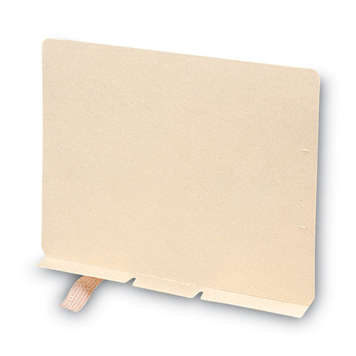 Image of Smead Self-Adhesive Folder Dividers for Top/End Tab Folders, Prepunched for Fasteners, 1 Fastener, Letter Size, Manila, 100/Box