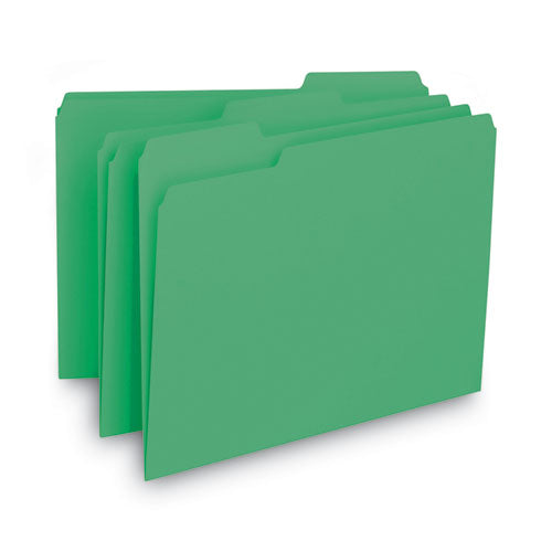 Image of Smead Interior File Folders, 1/3-Cut Tabs: Assorted, Letter Size, 0.75" Expansion, Green, 100/Box