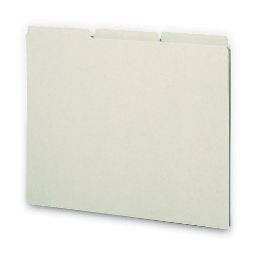 Image of Smead Recycled Blank Top Tab File Guides, 1/3-Cut Top Tab, Blank, 8.5 X 11, Green, 100/box