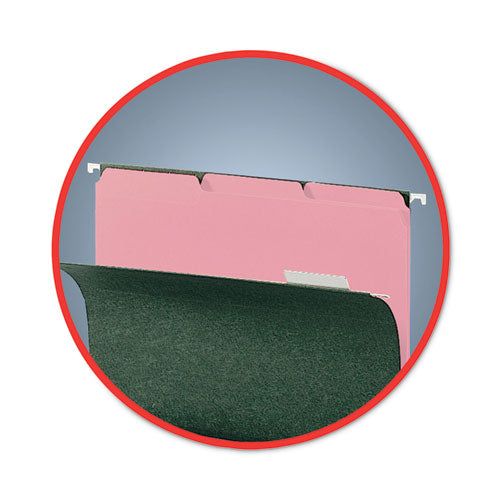 Image of Smead Interior File Folders, 1/3-Cut Tabs: Assorted, Letter Size, 0.75" Expansion, Pink, 100/Box