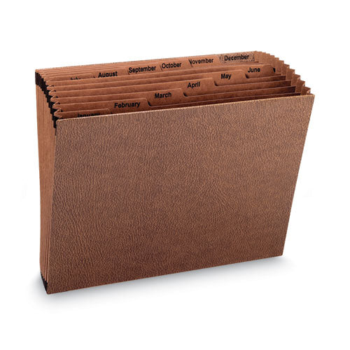 Image of Smead TUFF Expanding Open-Top Stadium File, 12 Sections, 1/12-Cut Tabs, Letter Size, Redrope