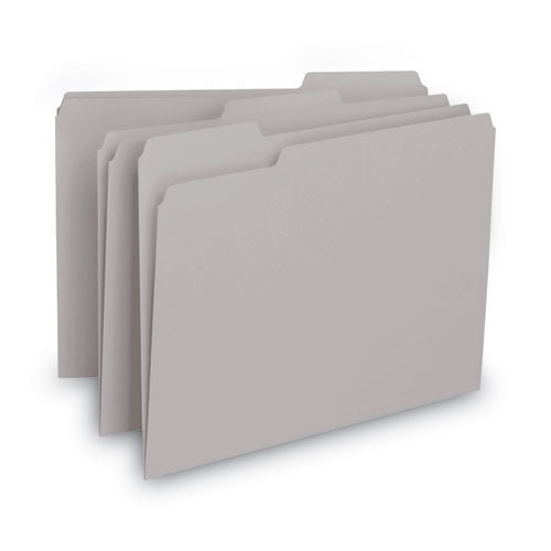 Image of Smead Interior File Folders, 1/3-Cut Tabs: Assorted, Letter Size, 0.75" Expansion, Gray, 100/Box