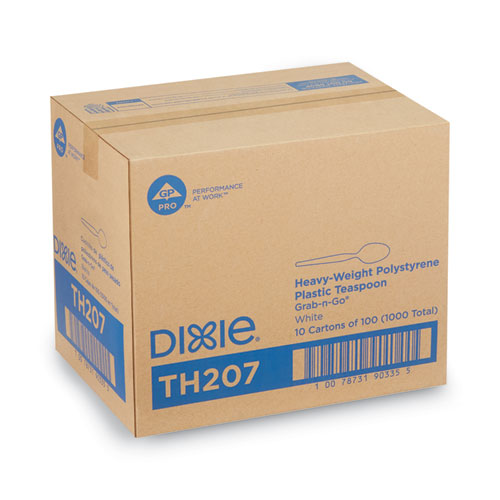 Image of Dixie® Plastic Cutlery, Heavyweight Spoon, White, 100/Box, 10 Boxes/Carton