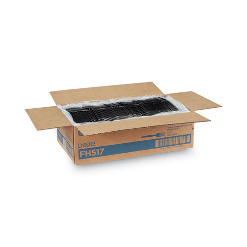 Image of Dixie® Plastic Cutlery, Heavyweight Fork, Black, 1,000/Carton