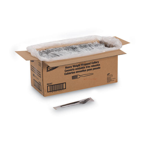 Image of Dixie® Individually Wrapped Heavyweight Forks, Plastic, Black, 1,000/Carton
