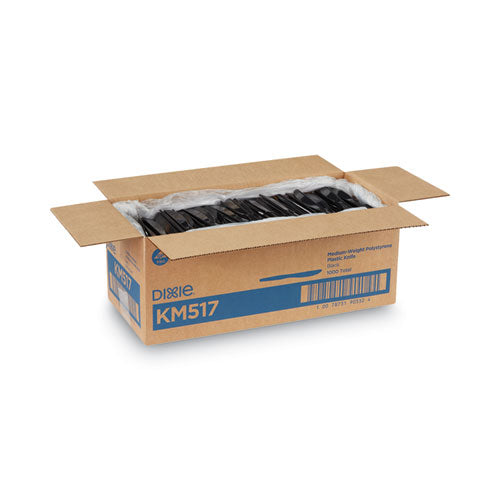 Image of Dixie® Plastic Cutlery, Heavy Mediumweight Knife, Black, 1,000/Carton