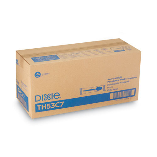 Image of Dixie® Individually Wrapped Heavyweight Spoon, Plastic, Black, 1,000/Carton