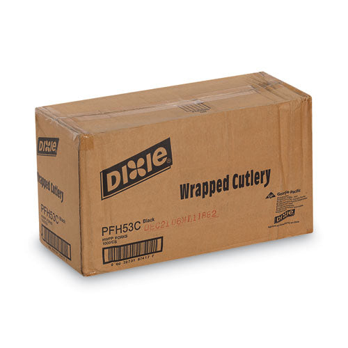 Image of Dixie® Individually Wrapped Heavyweight Forks, 6.88", Plastic, Black, 1,000/Carton