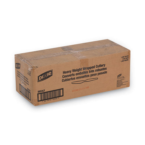 Image of Dixie® Individually Wrapped Heavyweight Knives, Plastic, Black, 1,000/Carton