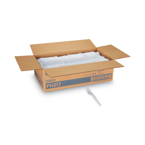 Image of Dixie® Plastic Cutlery, Heavyweight Fork, White, 1,000/Carton