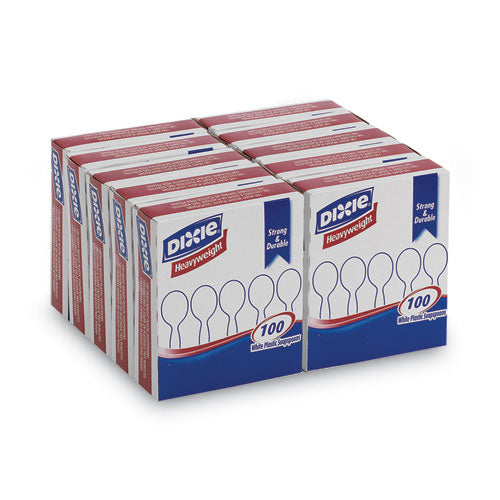 Image of Dixie® Plastic Cutlery, Heavyweight Soup Spoon, White, 100/Box, 10 Boxes/Carton