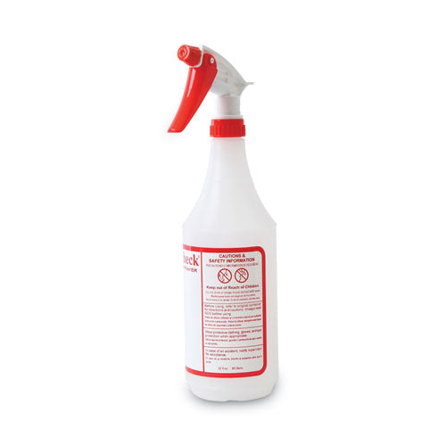 Image of Boardwalk® General Purpose Plastic Bottle with Trigger Spray, 32 oz, Clear/Red, 3/Pack