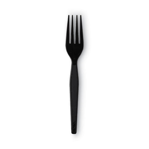 Image of Dixie® Individually Wrapped Heavyweight Forks, Plastic, Black, 1,000/Carton