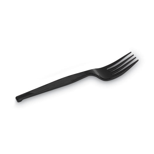 Image of Dixie® Plastic Cutlery, Heavy Mediumweight Forks, Black, 1,000/carton