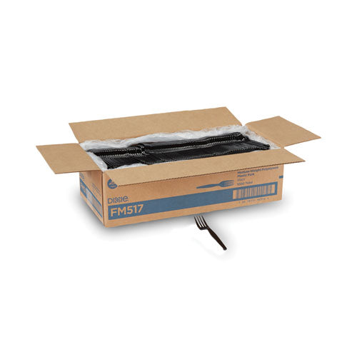 Image of Dixie® Plastic Cutlery, Heavy Mediumweight Forks, Black, 1,000/carton