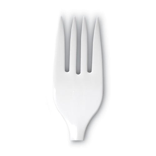 Image of Dixie® Plastic Cutlery, Mediumweight Fork, Plastic, White, 1,000/Carton