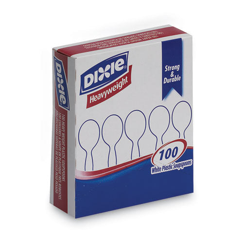 Image of Dixie® Plastic Cutlery, Heavyweight Soup Spoon, White, 100/Box