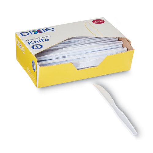 Image of Dixie® Plastic Cutlery, Heavyweight Knife, White, 100/Box