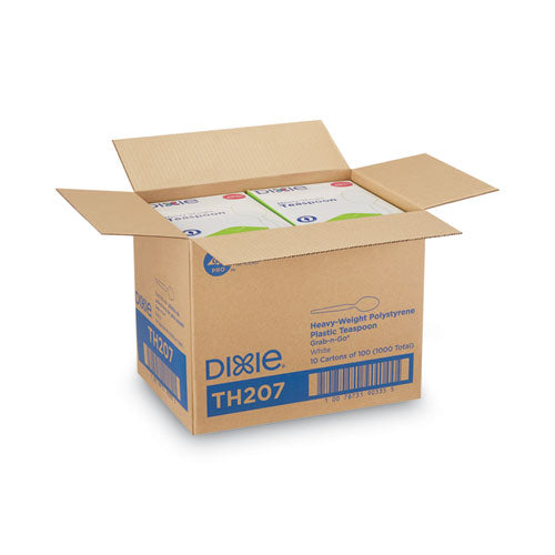 Image of Dixie® Plastic Cutlery, Heavyweight Spoon, White, 100/Box, 10 Boxes/Carton