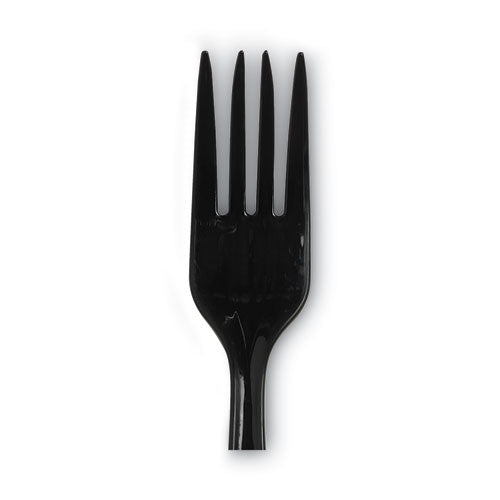 Image of Dixie® Individually Wrapped Heavyweight Forks, 6.88", Plastic, Black, 1,000/Carton