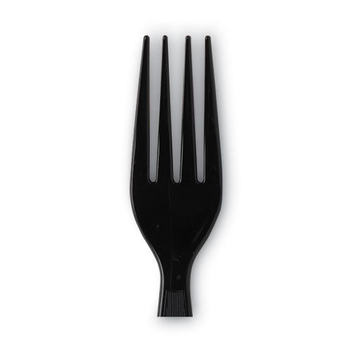 Image of Dixie® Individually Wrapped Heavyweight Forks, Plastic, Black, 1,000/Carton