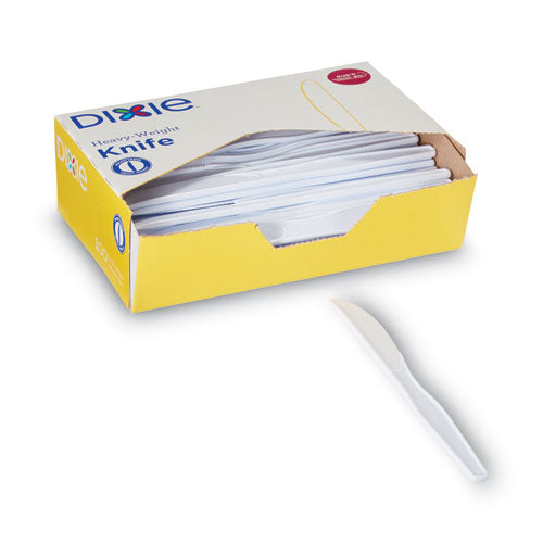 Image of Dixie® Plastic Cutlery, Heavyweight Knife, White, 1,000/Carton