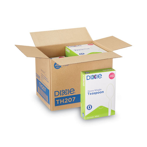 Image of Dixie® Plastic Cutlery, Heavyweight Spoon, White, 100/Box, 10 Boxes/Carton