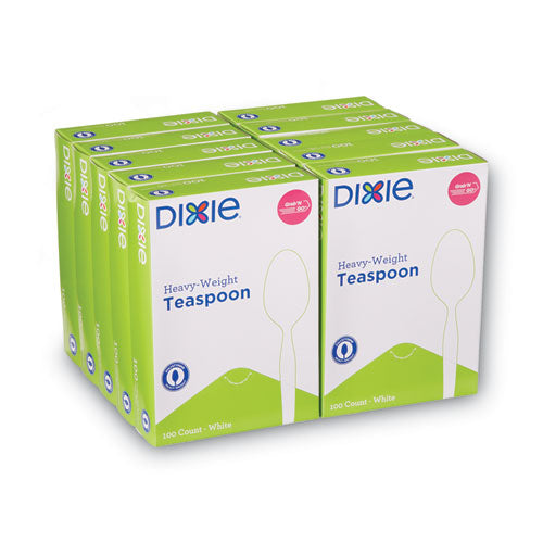 Image of Dixie® Plastic Cutlery, Heavyweight Spoon, White, 100/Box, 10 Boxes/Carton