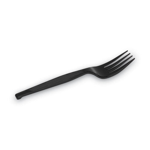 Image of Dixie® Individually Wrapped Heavyweight Forks, 6.88", Plastic, Black, 1,000/Carton