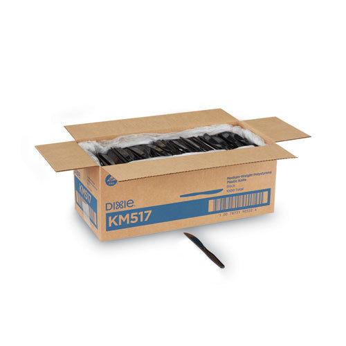 Image of Dixie® Plastic Cutlery, Heavy Mediumweight Knife, Black, 1,000/Carton