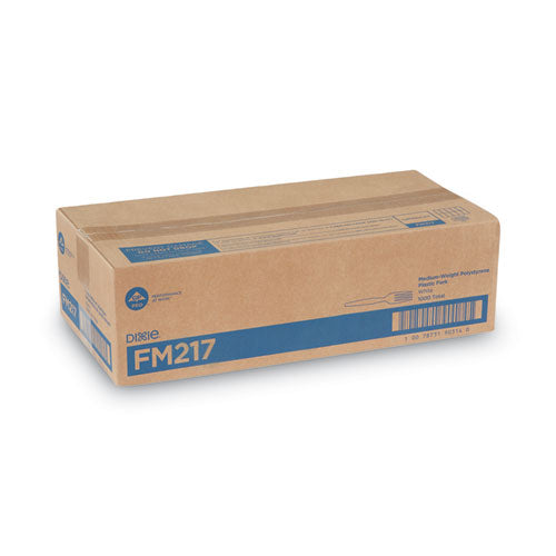 Image of Dixie® Plastic Cutlery, Heavy Mediumweight Fork, White, 1,000/Carton