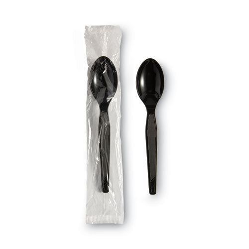 Image of Dixie® Individually Wrapped Heavyweight Spoon, Plastic, Black, 1,000/Carton