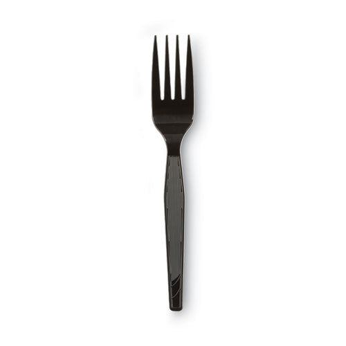 Image of Dixie® Plastic Cutlery, Heavy Mediumweight Forks, Black, 1,000/carton