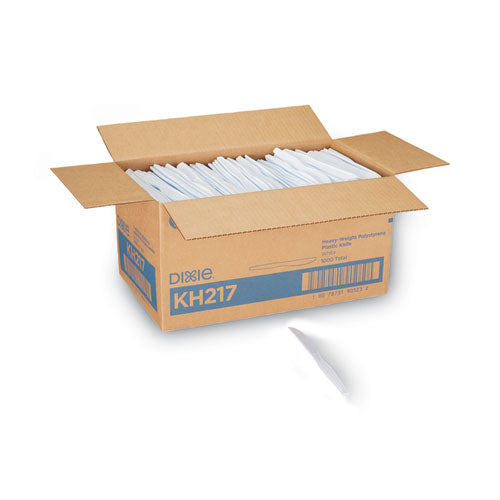 Image of Dixie® Plastic Cutlery, Heavyweight Knife, 7.5", White, 1,000/Carton