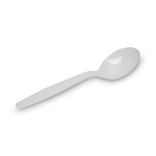 Image of Dixie® Plastic Cutlery, Heavyweight Soup Spoon, White, 100/Box, 10 Boxes/Carton