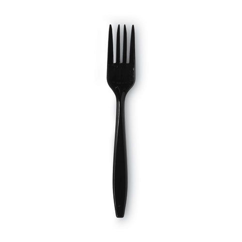 Image of Dixie® Individually Wrapped Heavyweight Forks, 6.88", Plastic, Black, 1,000/Carton