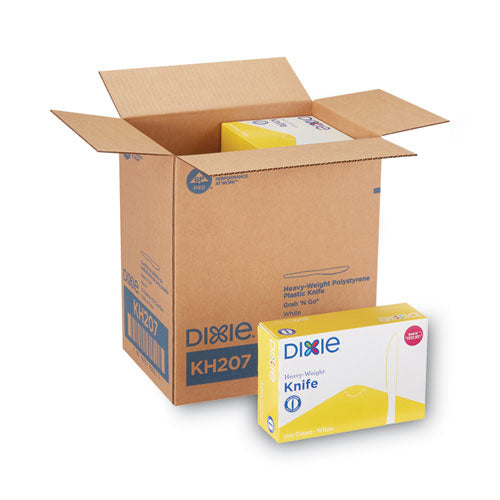 Image of Dixie® Plastic Cutlery, Heavyweight Knife, White, 1,000/Carton