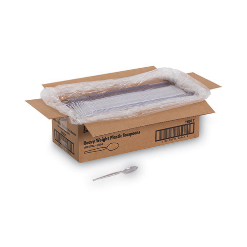 Image of Dixie® Plastic Cutlery, Heavyweight Spoon, Crystal Clear, 1,000/Carton