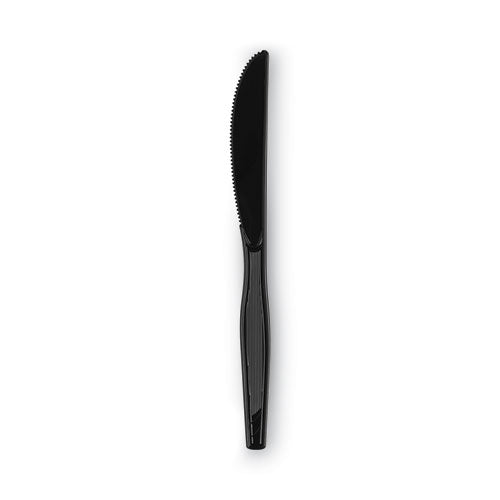 Image of Dixie® Plastic Cutlery, Heavy Mediumweight Knife, Black, 1,000/Carton