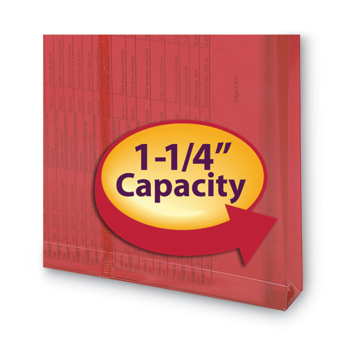 Image of Smead Poly String and Button Interoffice Envelopes, Open-End (Vertical), 9.75 x 11.63, Transparent Red, 5/Pack
