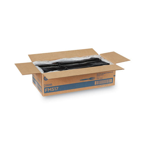 Image of Dixie® Plastic Cutlery, Heavy Mediumweight Forks, Black, 1,000/carton