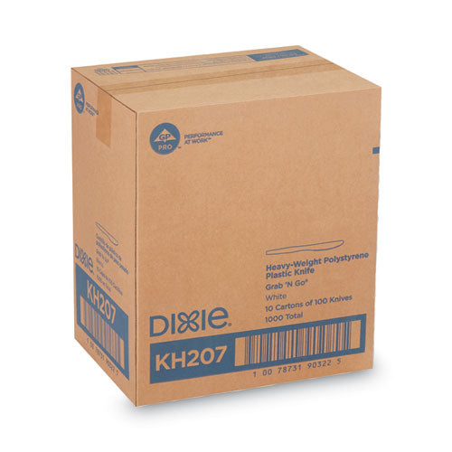 Image of Dixie® Plastic Cutlery, Heavyweight Knife, White, 1,000/Carton