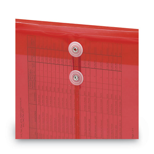 Image of Smead Poly String and Button Interoffice Envelopes, Open-End (Vertical), 9.75 x 11.63, Transparent Red, 5/Pack