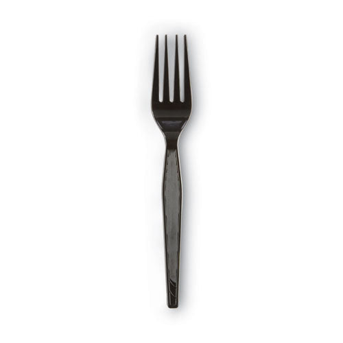Image of Dixie® Plastic Cutlery, Heavyweight Fork, Black, 1,000/Carton