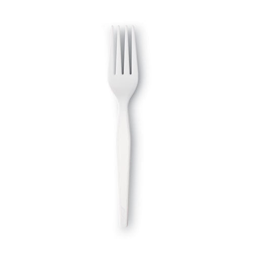 Image of Dixie® Plastic Cutlery, Heavyweight Fork, White, 1,000/Carton