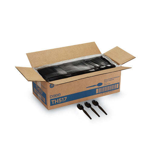 Image of Dixie® Plastic Cutlery, Heavyweight Spoon, Black, 1,000/Carton