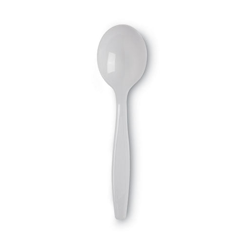 Image of Dixie® Plastic Cutlery, Heavyweight Soup Spoon, White, 100/Box, 10 Boxes/Carton